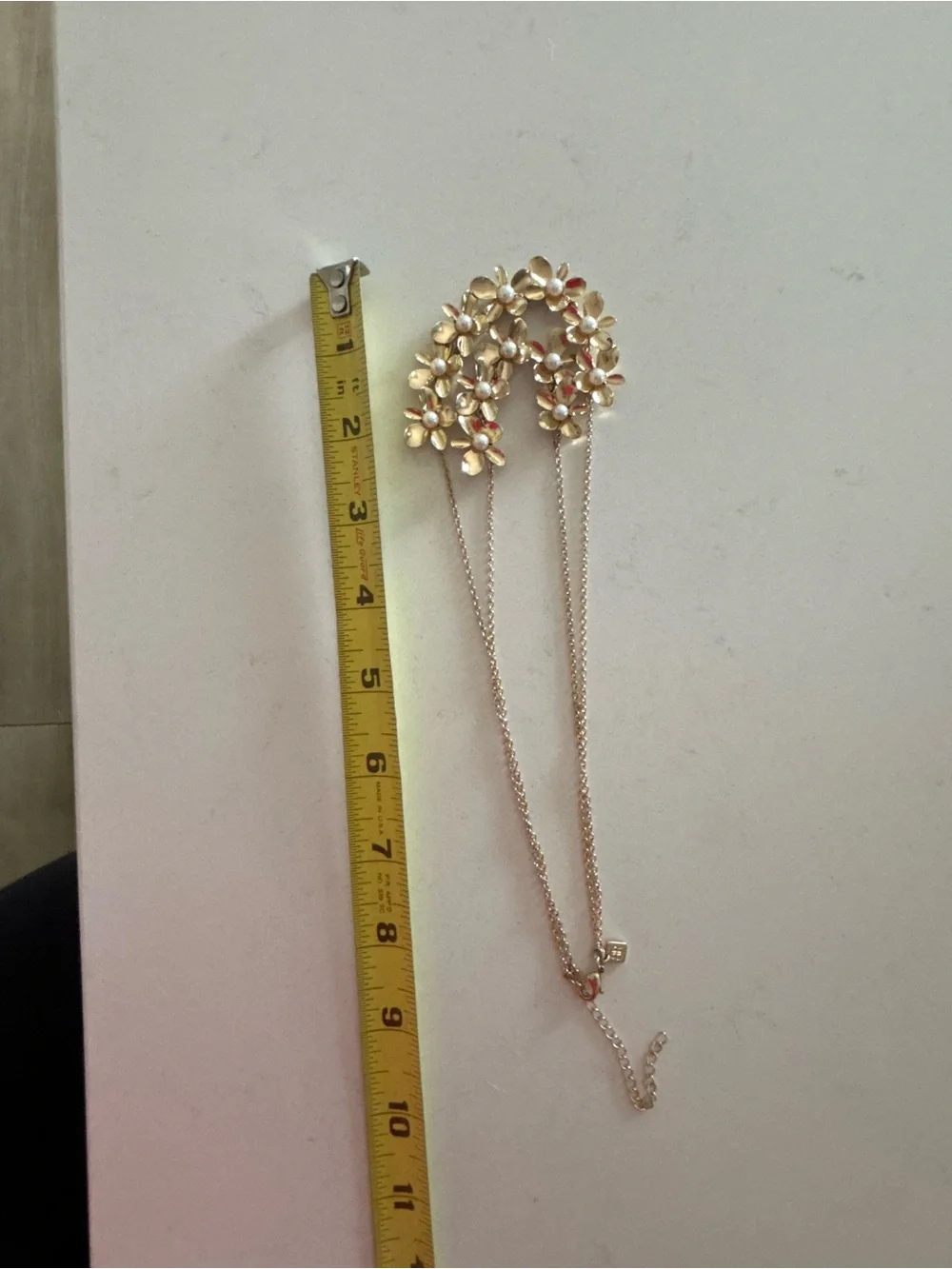 Banana Republic Gold Floral Pearl Statement Necklace